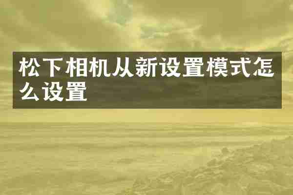 松下相机从新设置模式怎么设置