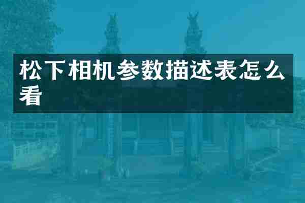 松下相机参数描述表怎么看