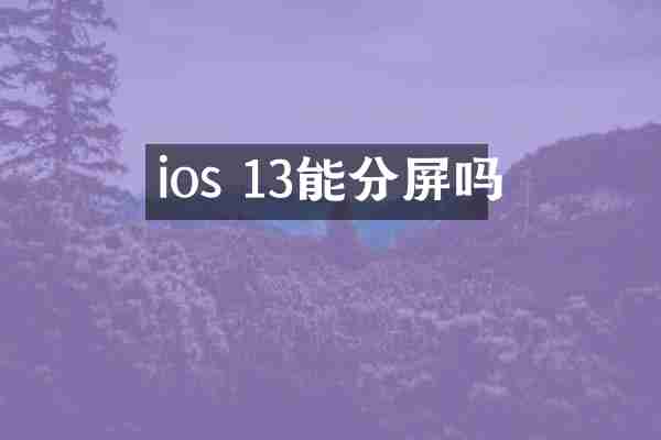 ios 13能分屏吗