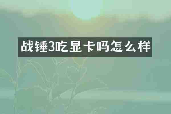 战锤3吃显卡吗怎么样
