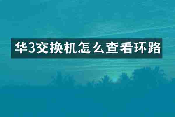 华3交换机怎么查看环路