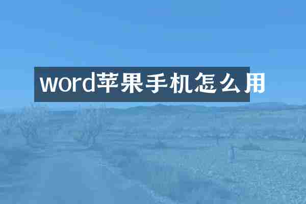 word苹果手机怎么用