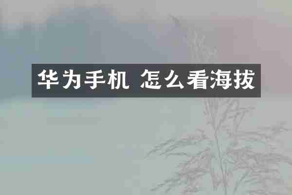 华为手机 怎么看海拔