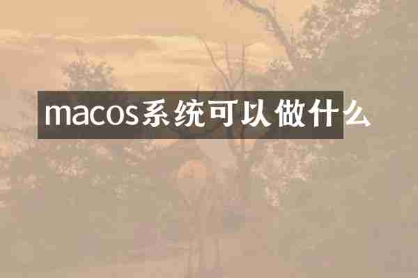 macos系统可以做什么