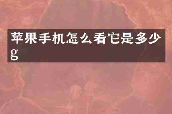 苹果手机怎么看它是多少g