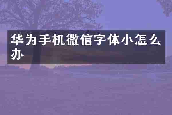 华为手机微信字体小怎么办