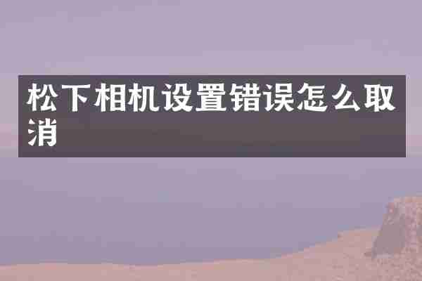松下相机设置错误怎么取消