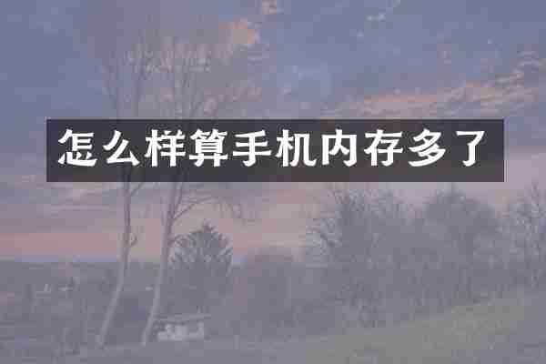 怎么样算手机内存多了