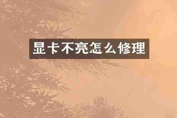 显卡不亮怎么修理