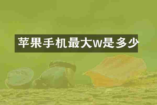 苹果手机最大w是多少