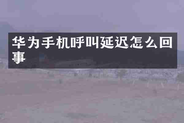 华为手机呼叫延迟怎么回事