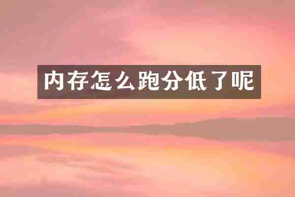 内存怎么跑分低了呢