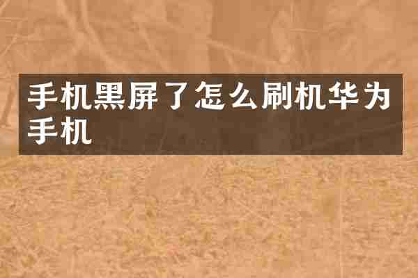 手机黑屏了怎么刷机华为手机