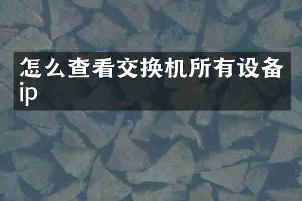 怎么查看交换机所有设备ip