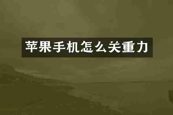 苹果手机怎么关重力