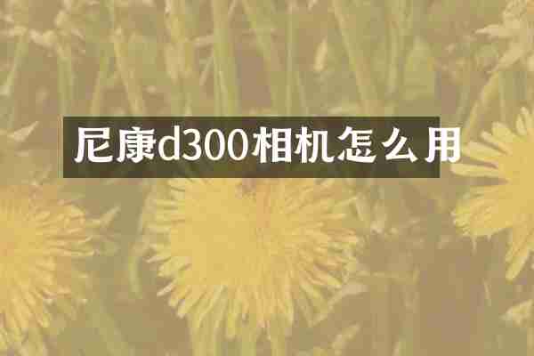 尼康d300相机怎么用