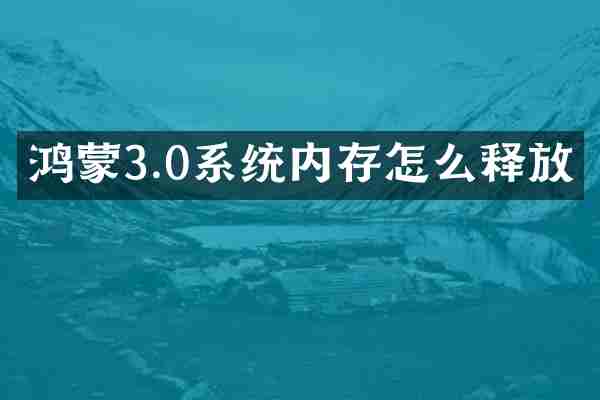 鸿蒙3.0系统内存怎么释放