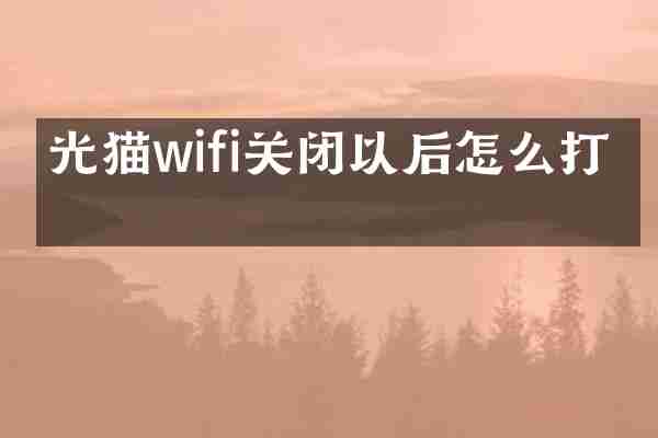 光猫wifi关闭以后怎么打开