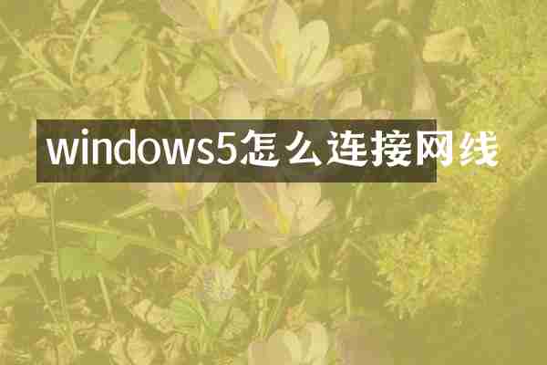 windows5怎么连接网线