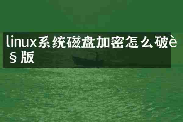 linux系统磁盘加密怎么破解版