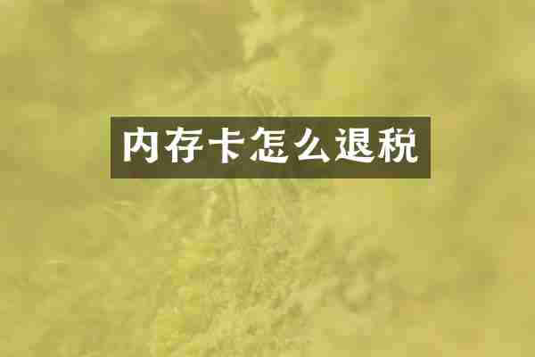 内存卡怎么退税