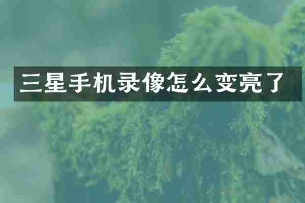 三星手机录像怎么变亮了