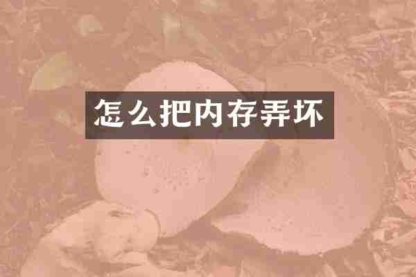 怎么把内存弄坏