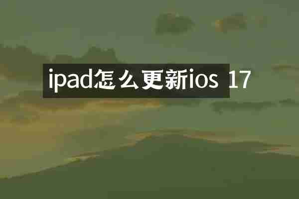 ipad怎么更新ios 17