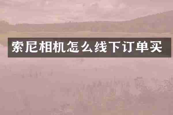 索尼相机怎么线下订单买