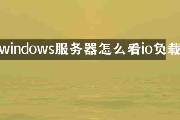 windows服务器怎么看io负载