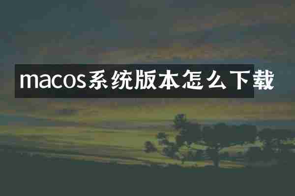 macos系统版本怎么下载