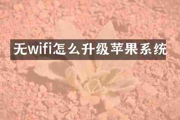 无wifi怎么升级苹果系统
