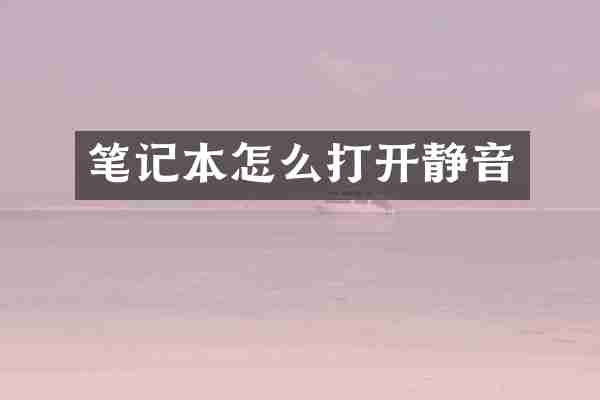 笔记本怎么打开静音