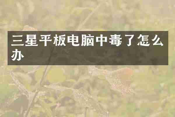 三星平板电脑中毒了怎么办