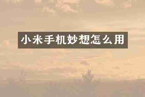 小米手机妙想怎么用