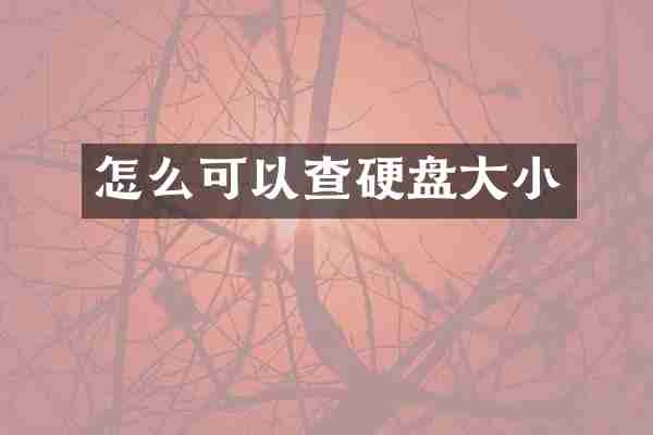 怎么可以查硬盘大小