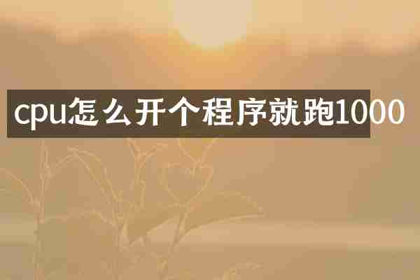 cpu怎么开个程序就跑1000