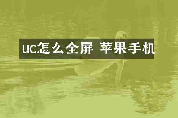 uc怎么全屏 苹果手机