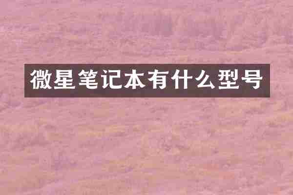 微星笔记本有什么型号