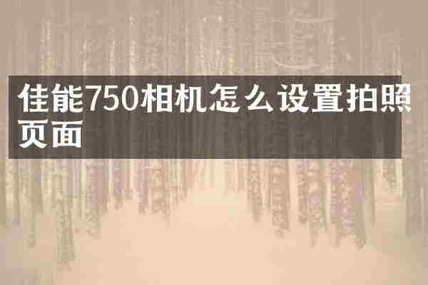 佳能750相机怎么设置拍照页面
