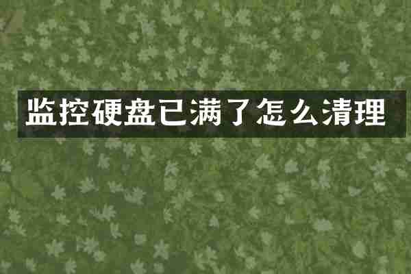 监控硬盘已满了怎么清理