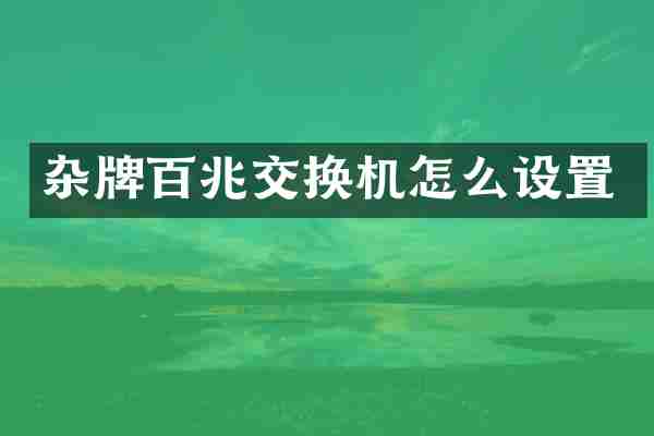 杂牌百兆交换机怎么设置
