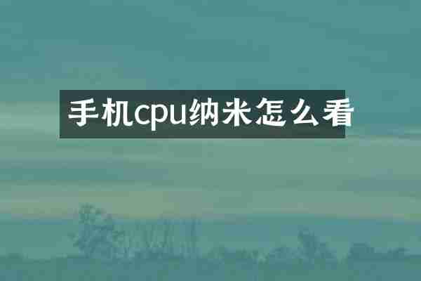 手机cpu纳米怎么看