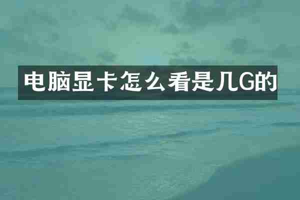 电脑显卡怎么看是几G的