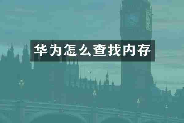 华为怎么查找内存