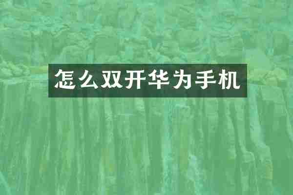 怎么双开华为手机