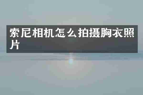 索尼相机怎么拍摄胸衣照片