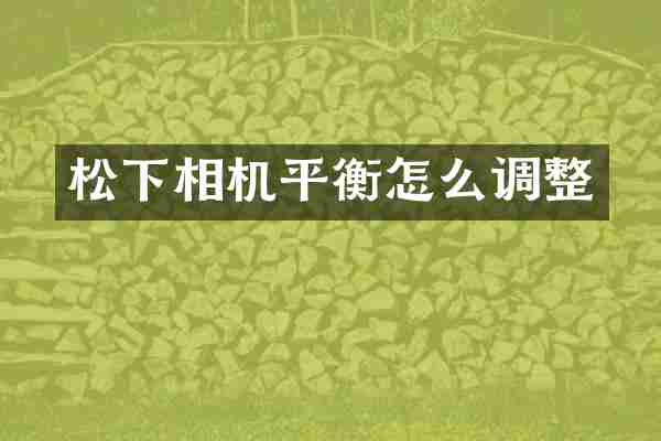 松下相机平衡怎么调整
