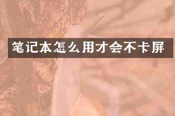 笔记本怎么用才会不卡屏