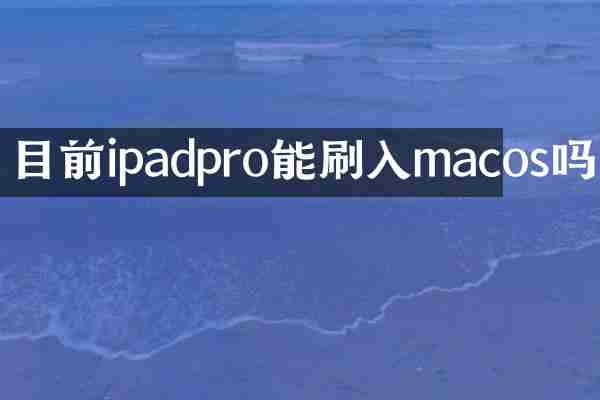 目前ipadpro能刷入macos吗